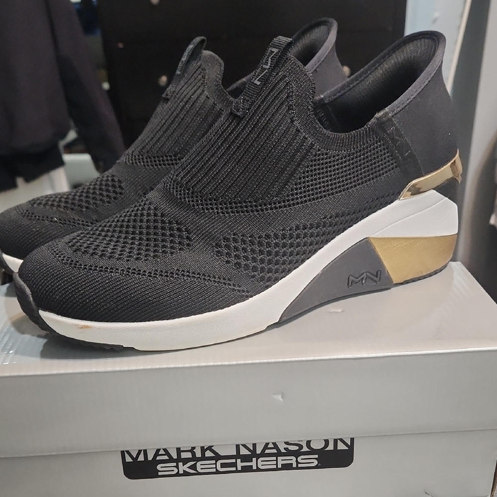 Stylish Black Wedge Sneakers